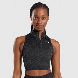 GYMSHARK- ADAPT ANIMAL SEAMLESS CROP 1/2 ZIP